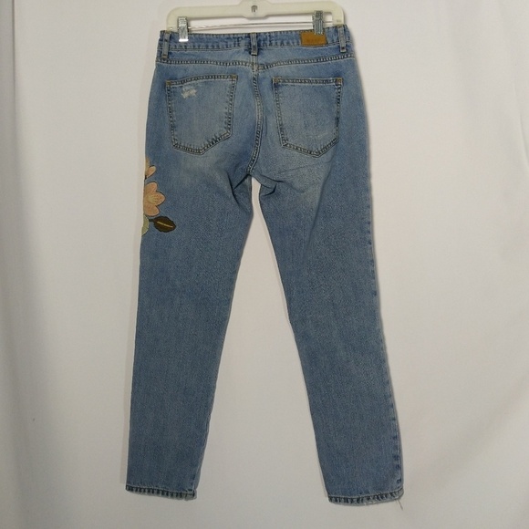 Zara Embroid Girlfriend Distress Jeans 4 Hard Find - Picture 2 of 5
